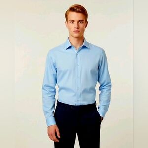 $85 Calvin Klein Mens STEEL Slim-Fit Non-Iron Stretch Shirt